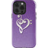 Purple Glitter Musical Heart iPhone 14 Pro Impact Case