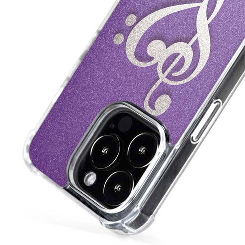 Purple Glitter Musical Heart iPhone 15 Pro MagSafe Case