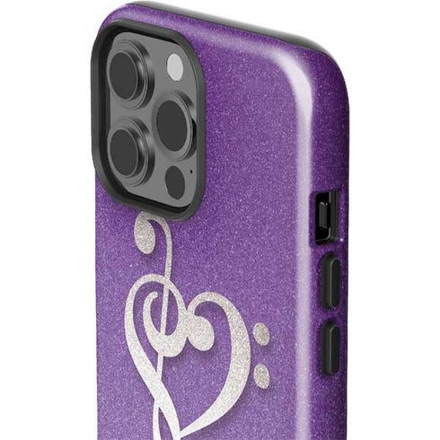 Purple Glitter Musical Heart iPhone 15 Pro Max Impact Case