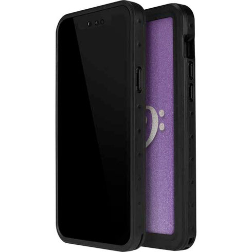 Purple Glitter Musical Heart iPhone 14 Pro Max Waterproof Case