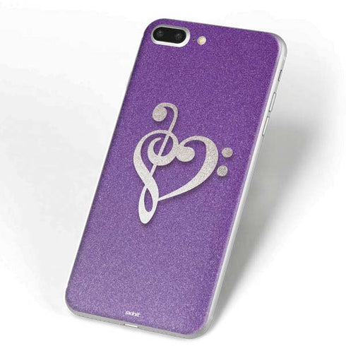 Purple Glitter Musical Heart iPhone 7 Plus Skin