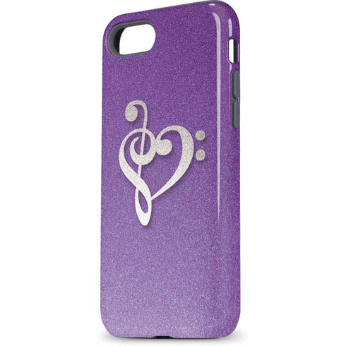 Purple Glitter Musical Heart iPhone 7 Pro Case