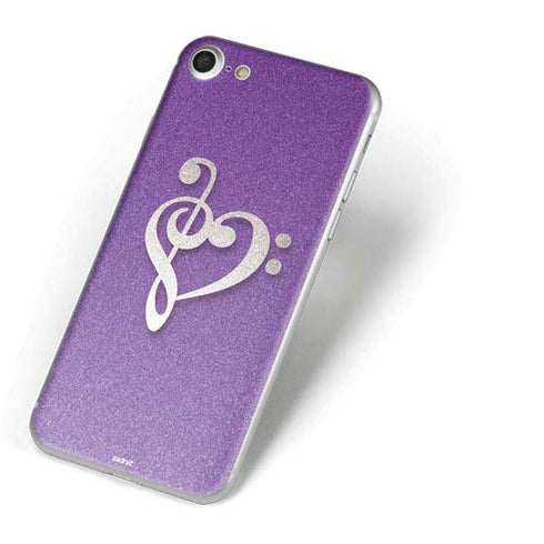 Purple Glitter Musical Heart iPhone 7 Skin