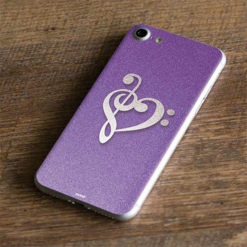 Purple Glitter Musical Heart iPhone 7 Skin