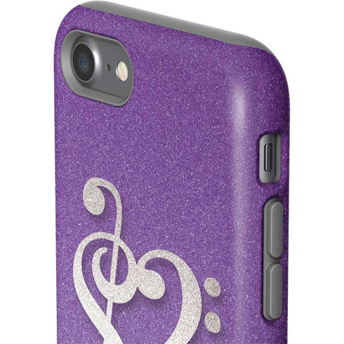 Purple Glitter Musical Heart iPhone SE (2nd & 3rd Gen) Pro Case
