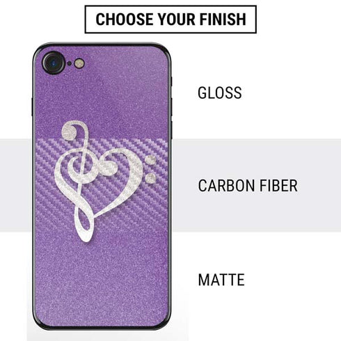 Purple Glitter Musical Heart iPhone SE (2nd & 3rd Gen) Skin