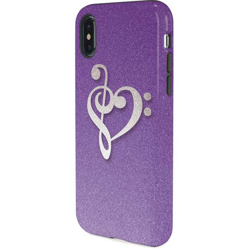 Purple Glitter Musical Heart iPhone X Pro Case