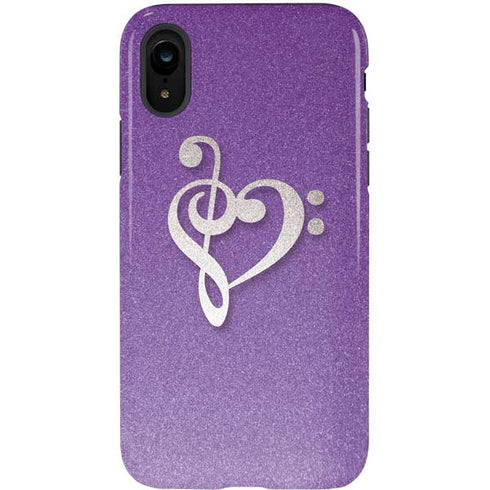 Purple Glitter Musical Heart iPhone XR Pro Case