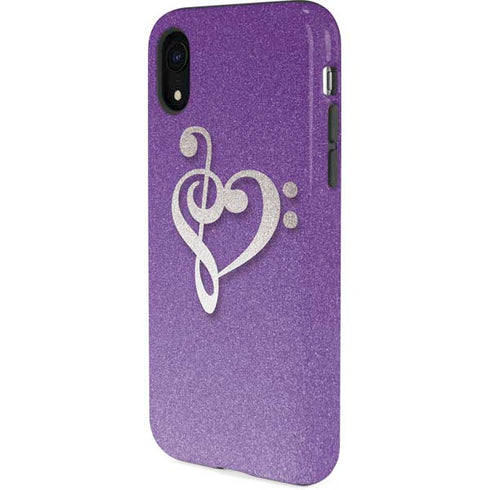 Purple Glitter Musical Heart iPhone XR Pro Case