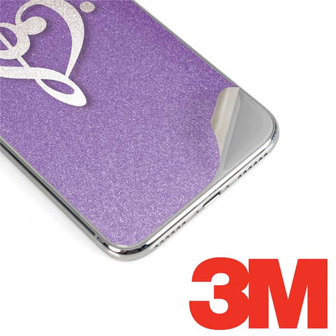 Purple Glitter Musical Heart iPhone XR Skin