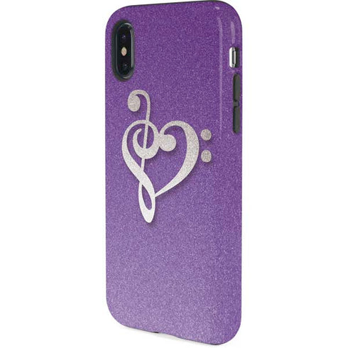 Purple Glitter Musical Heart iPhone XS Pro Case