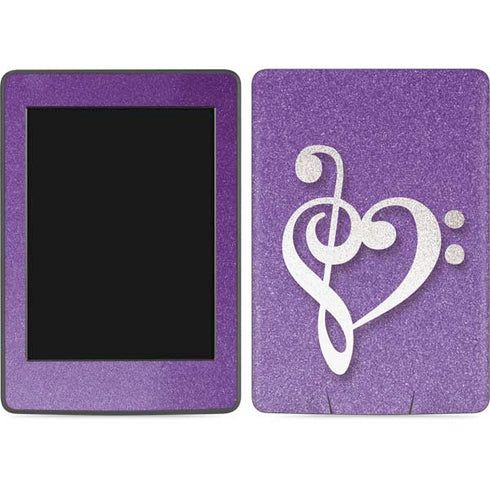 Purple Glitter Musical Heart Amazon Kindle Skin