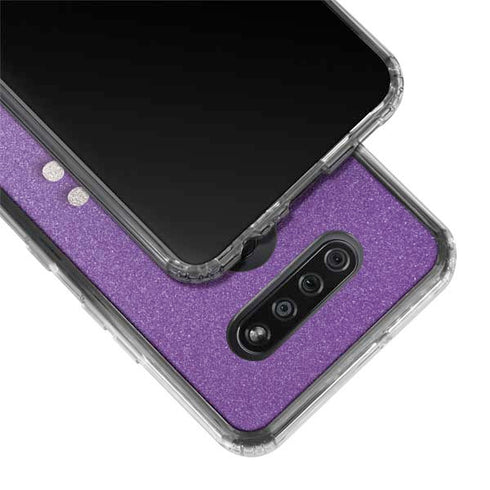 Purple Glitter Musical Heart LG K51/Q51 Clear Case