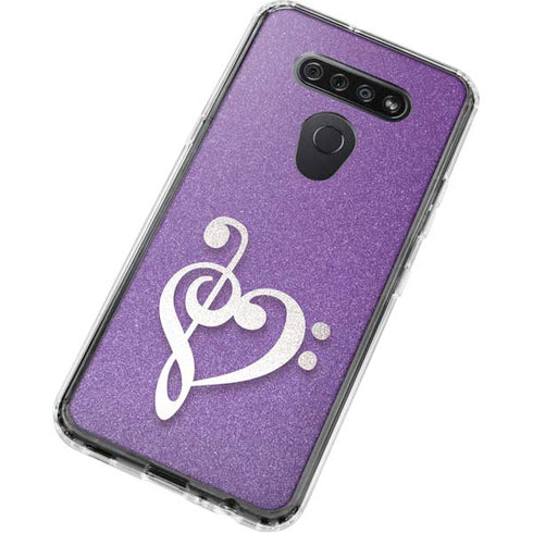 Purple Glitter Musical Heart LG K51/Q51 Clear Case