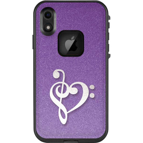 Purple Glitter Musical Heart LifeProof Fre iPhone Skin