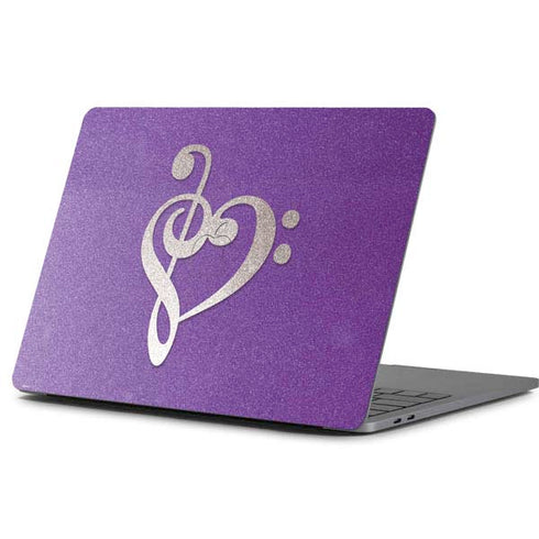 Purple Glitter Musical Heart Apple MacBook Pro 13-inch Skin
