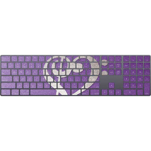 Purple Glitter Musical Heart Magic Keyboard with Numeric Keypad Skin