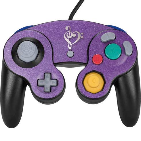 Purple Glitter Musical Heart Nintendo GameCube Controller Skin