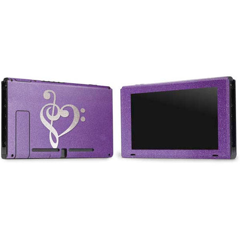 Purple Glitter Musical Heart Nintendo Switch Bundle Skin