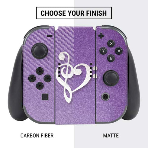 Purple Glitter Musical Heart Nintendo Switch Bundle Skin