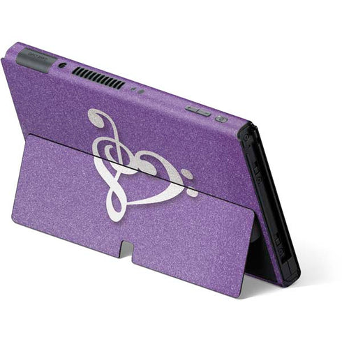 Purple Glitter Musical Heart Nintendo Switch OLED (2021) Skin