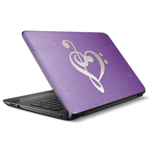 Purple Glitter Musical Heart HP Notebook Skin