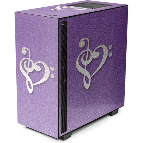 Purple Glitter Musical Heart NZXT H510 Compact ATX Mid-Tower Case Skin