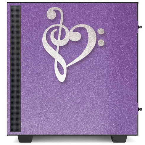 Purple Glitter Musical Heart NZXT H510 Compact ATX Mid-Tower Case Skin