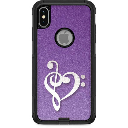 Purple Glitter Musical Heart Otterbox Commuter iPhone Skin
