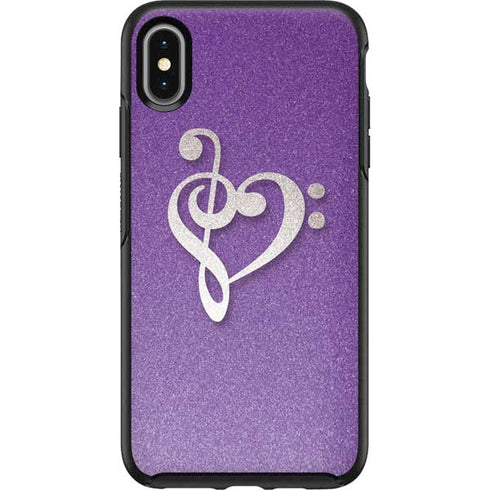 Purple Glitter Musical Heart Otterbox Symmetry iPhone Skin