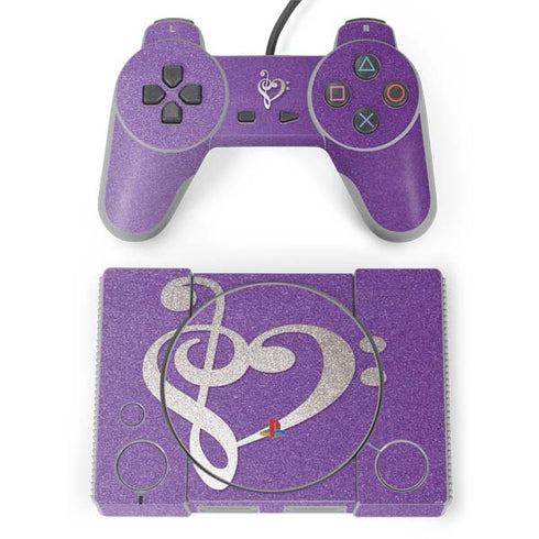 Purple Glitter Musical Heart PlayStation Classic Bundle Skin