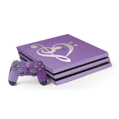 Purple Glitter Musical Heart PS4 Pro Bundle Skin