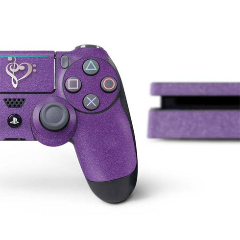 Purple Glitter Musical Heart PS4 Slim Bundle Skin