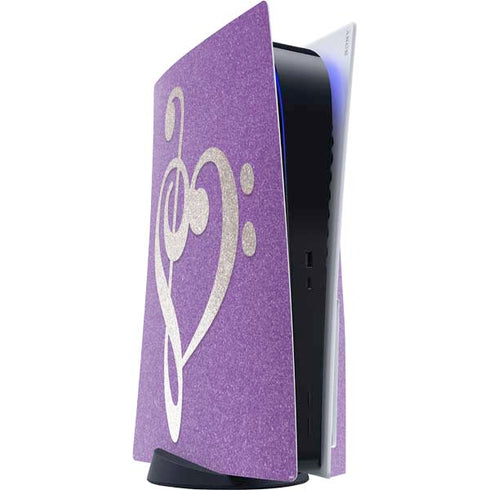 Purple Glitter Musical Heart PS5 Console Skin