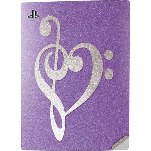 Purple Glitter Musical Heart PS5 Digital Edition Console Skin