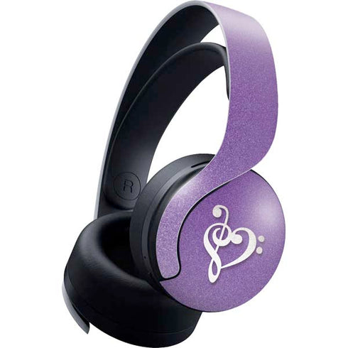 Purple Glitter Musical Heart PULSE 3D Wireless Headset for PS5 Skin