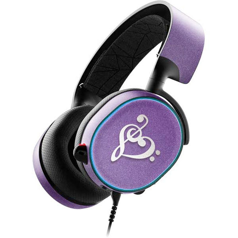 Purple Glitter Musical Heart SteelSeries Arctis 3 Skin