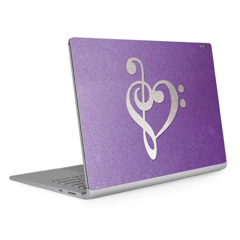 Purple Glitter Musical Heart Surface Book 2 13.5in Skin