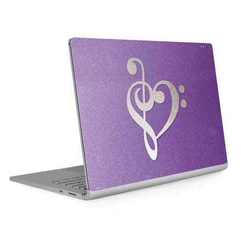 Purple Glitter Musical Heart Surface Book 2 15in Skin