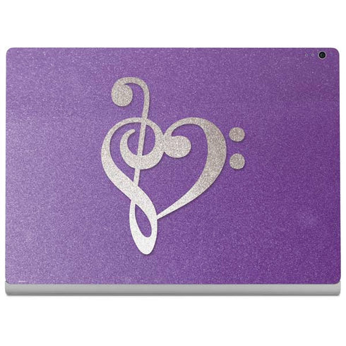 Purple Glitter Musical Heart Surface Book 2 15in Skin