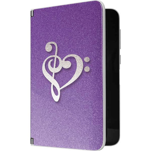 Purple Glitter Musical Heart Surface Duo Skin
