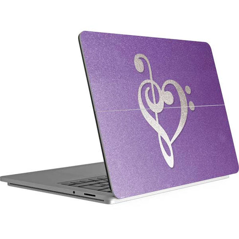 Purple Glitter Musical Heart Surface Laptop Studio Skin