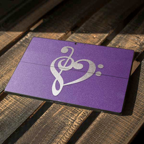 Purple Glitter Musical Heart Surface Pro 7 Skin