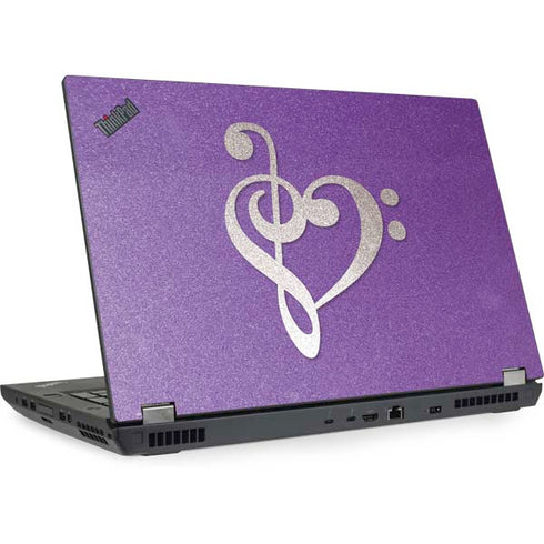Purple Glitter Musical Heart Lenovo ThinkPad Skin