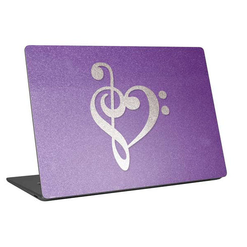Purple Glitter Musical Heart Universal Laptop 13in (10.6 x 7.6in) Skin