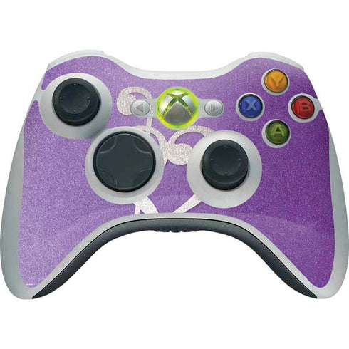 Purple Glitter Musical Heart Xbox 360 Wireless Controller Skin