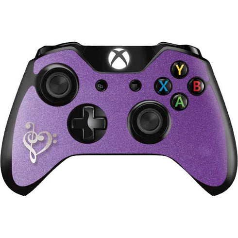 Purple Glitter Musical Heart Xbox One Controller Skin