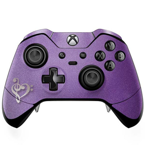 Purple Glitter Musical Heart Xbox One Elite Controller Skin