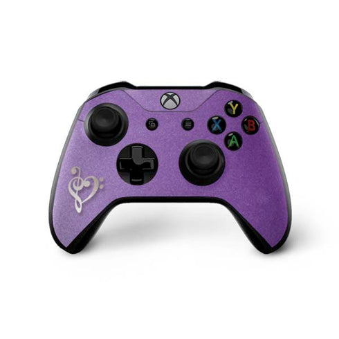Purple Glitter Musical Heart Xbox One X Controller Skin