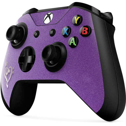 Purple Glitter Musical Heart Xbox One X Controller Skin